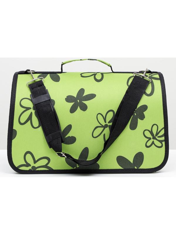 Сумка-переноска для кошек и собак, каркасная «Цветы», размер S, 37,5 х 17 х 22 см