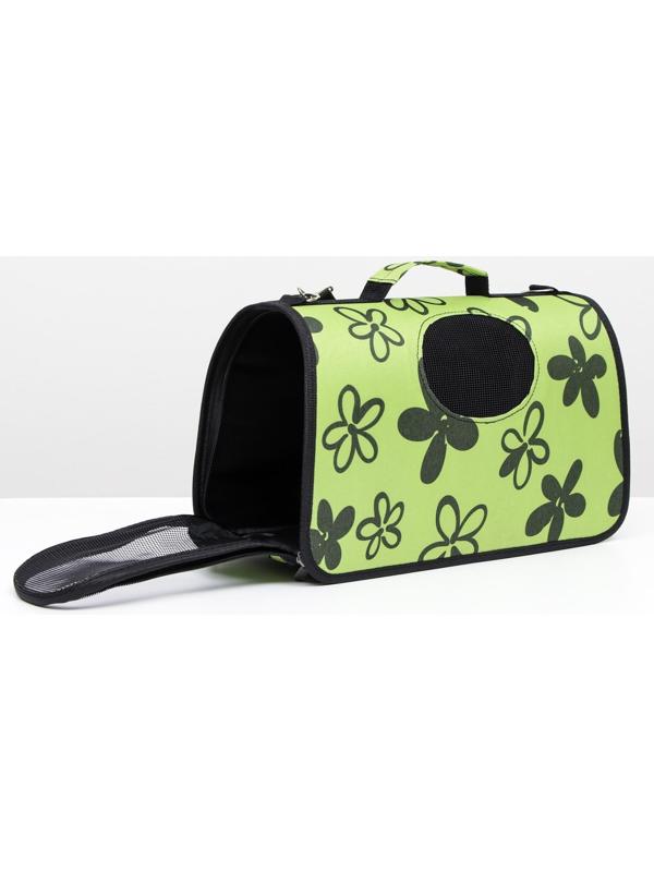 Сумка-переноска для кошек и собак, каркасная «Цветы», размер S, 37,5 х 17 х 22 см
