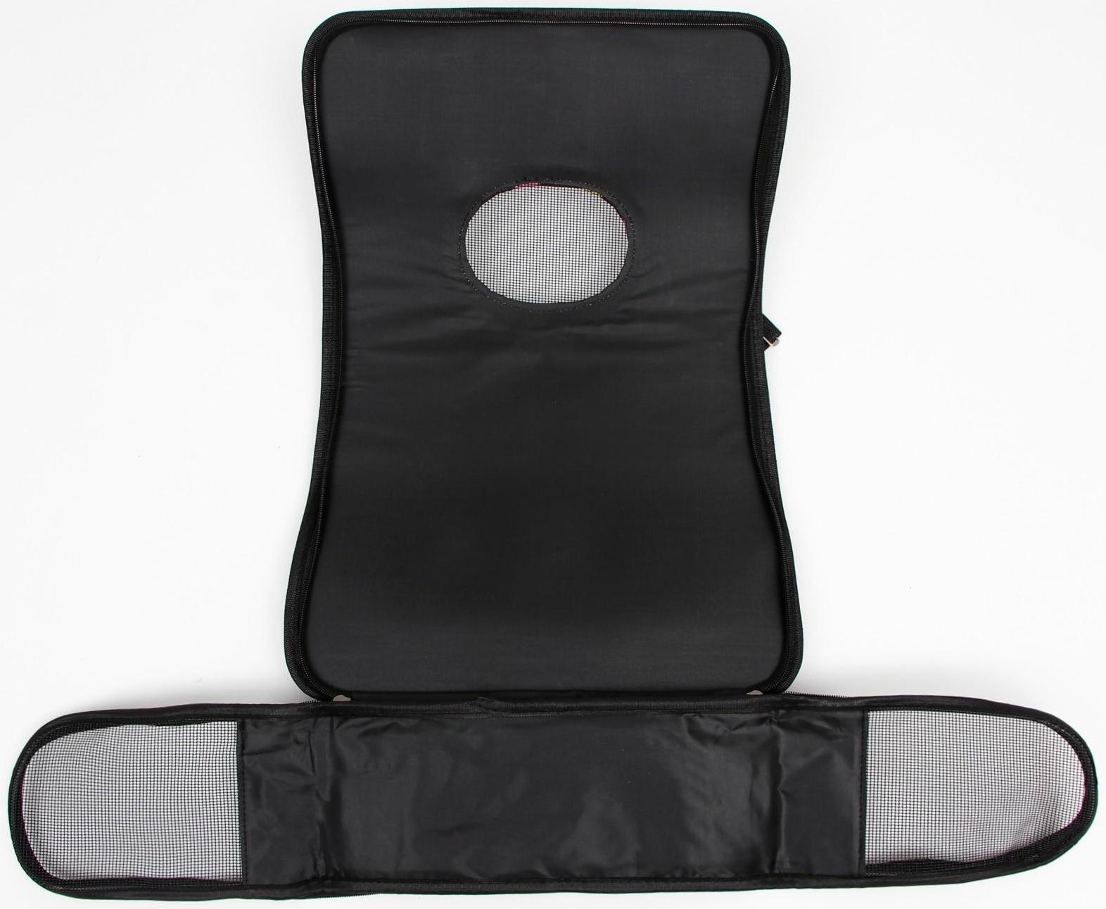 Сумка-переноска для кошек и собак, каркасная, размер S, 37,5 х 17 х 22 см, чёрная с цветными горошинами