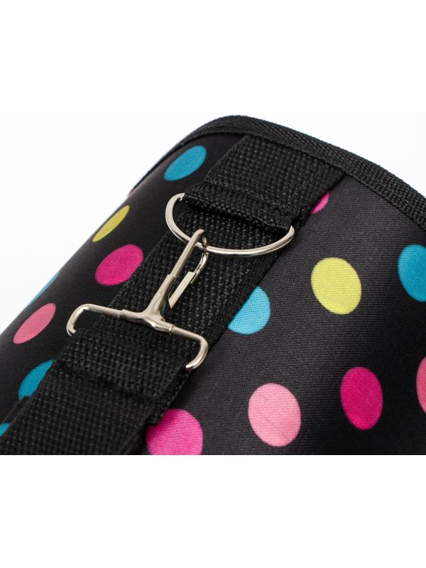 Сумка-переноска для кошек и собак, каркасная, размер S, 37,5 х 17 х 22 см, чёрная с цветными горошинами