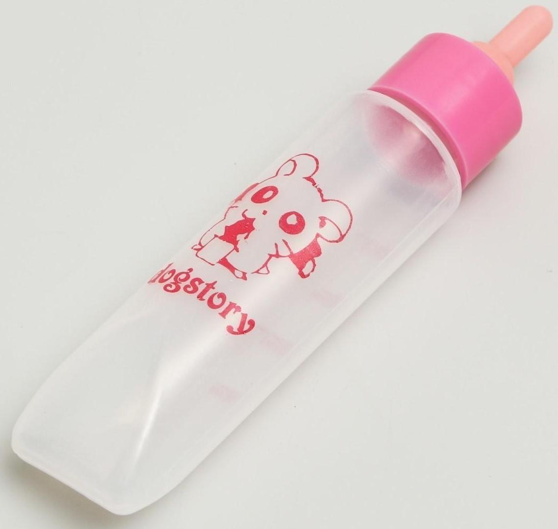 Бутылочка для вскармливания грызунов 30 мл с силиконовой соской (короткий носик), розовая