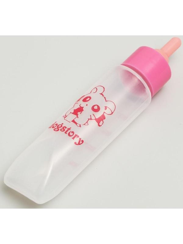 Бутылочка для вскармливания грызунов 30 мл с силиконовой соской (короткий носик), розовая