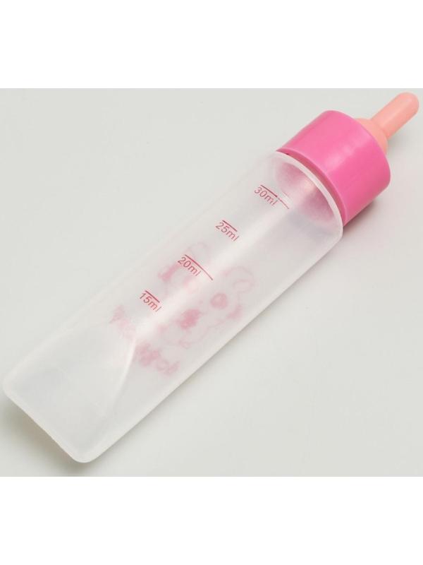 Бутылочка для вскармливания грызунов 30 мл с силиконовой соской (короткий носик), розовая