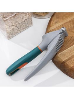 Пресс для чеснока Magistro Coral, 20,2×4,2×6,5 см, цвет зелёный, серый