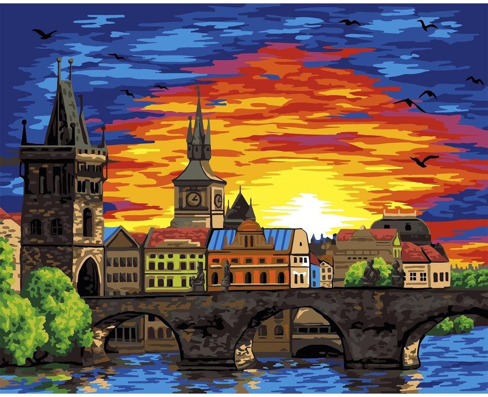 Картина по номерам на холсте с подрамником «Карлов Мост. Прага»