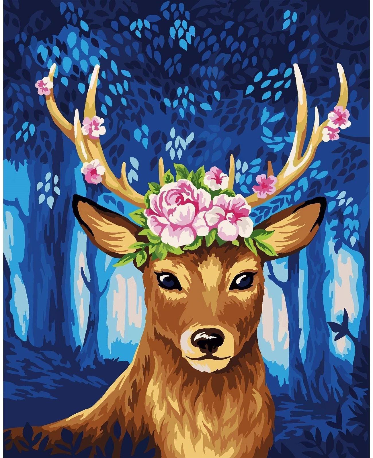 Картина по номерам на холсте с подрамником «Сказочный олень» 40х50 см