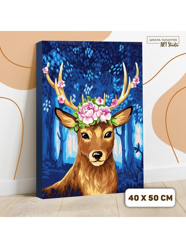 Картина по номерам на холсте с подрамником «Сказочный олень» 40х50 см