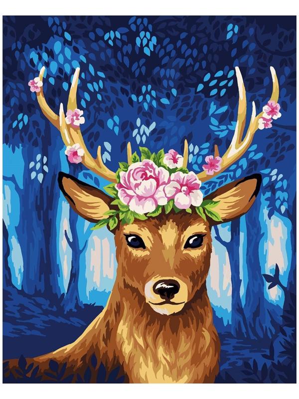 Картина по номерам на холсте с подрамником «Сказочный олень» 40х50 см