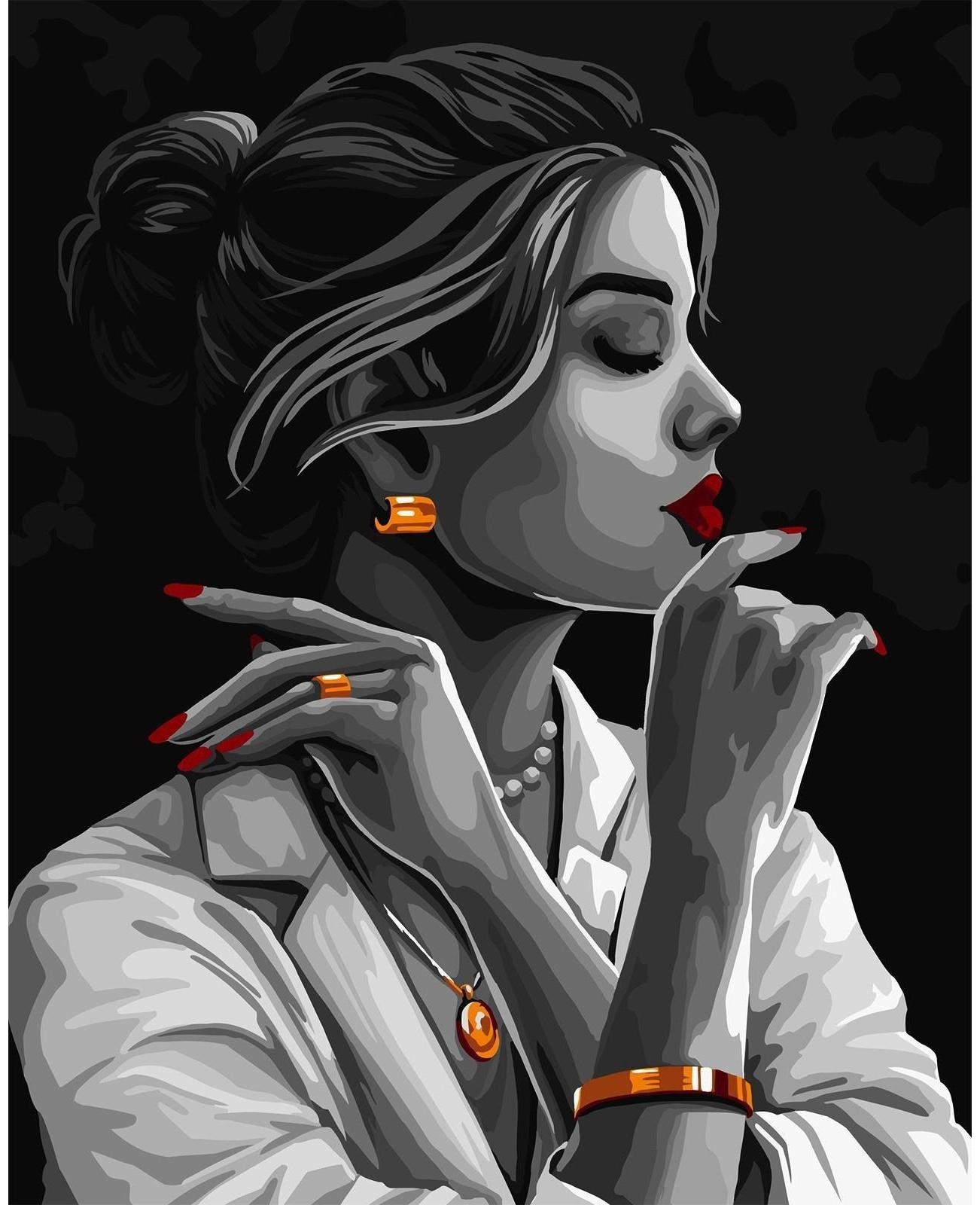 Картина по номерам на холсте с подрамником «Девушка в золоте» 40х50 см