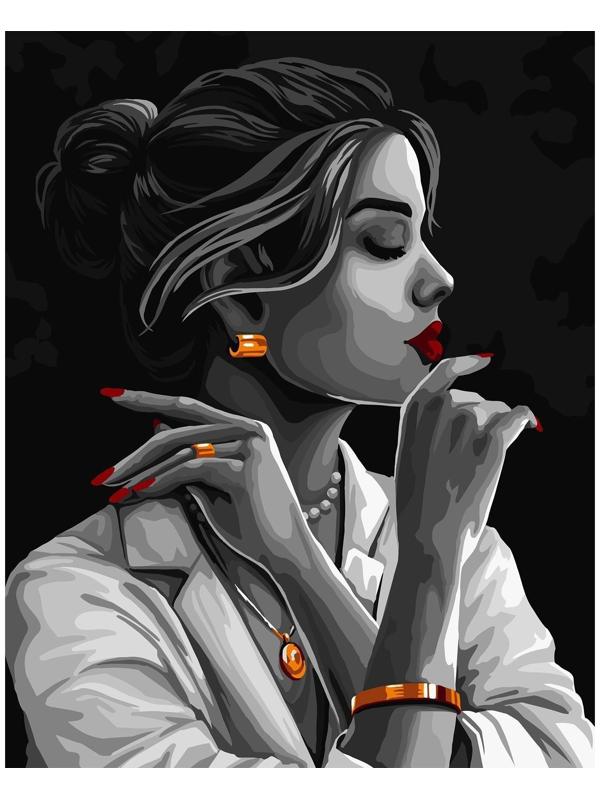 Картина по номерам на холсте с подрамником «Девушка в золоте» 40х50 см