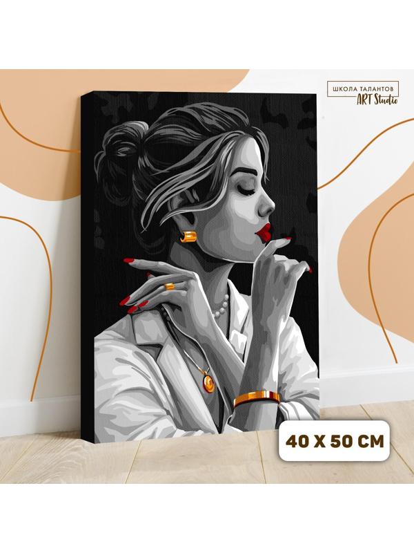 Картина по номерам на холсте с подрамником «Девушка в золоте» 40х50 см