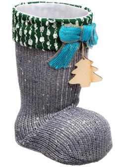 Конфетница «Сапожок», с ёлкой, цвет серый