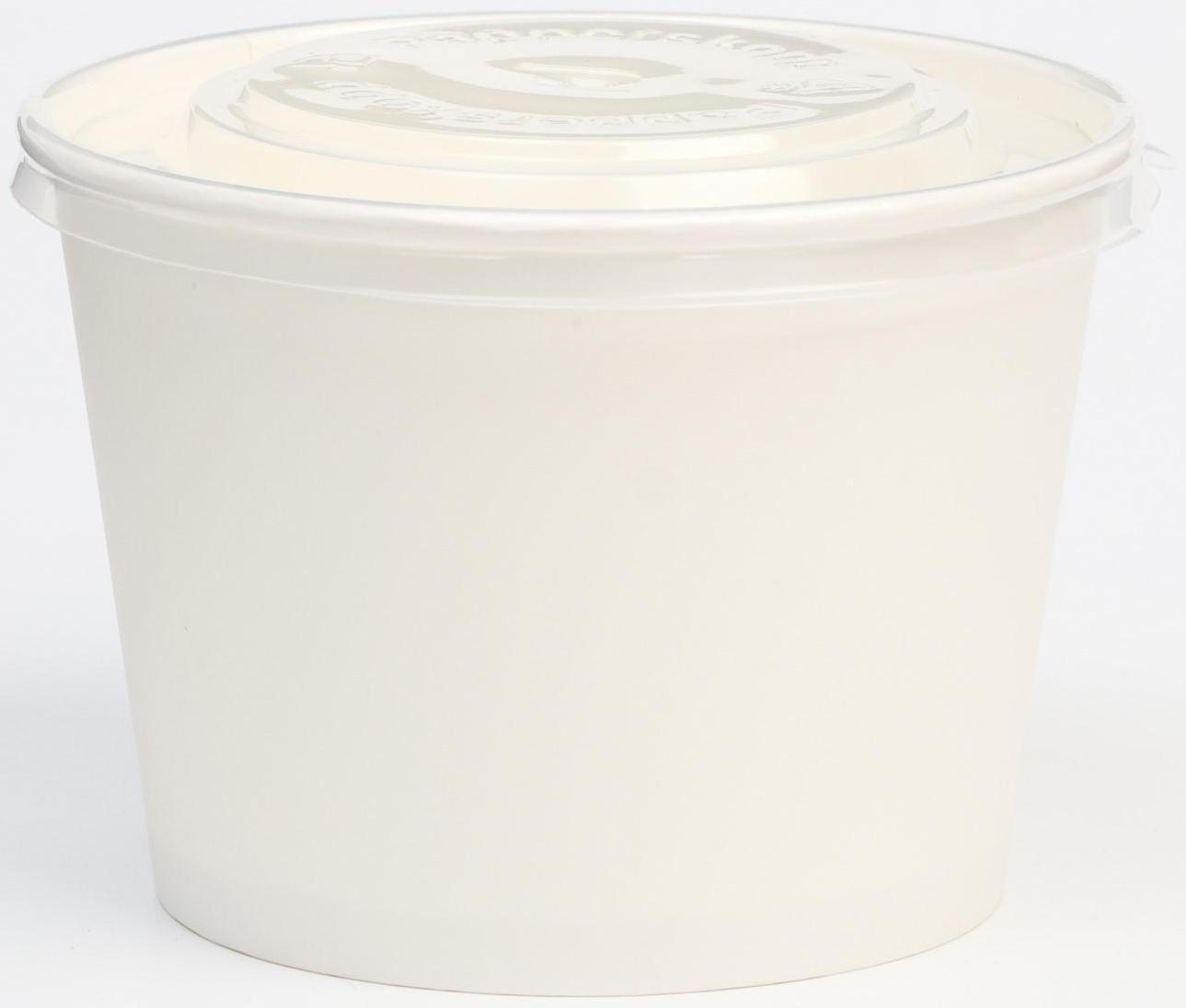 Контейнер круглый, с пластиковой крышкой, белый, 900 мл