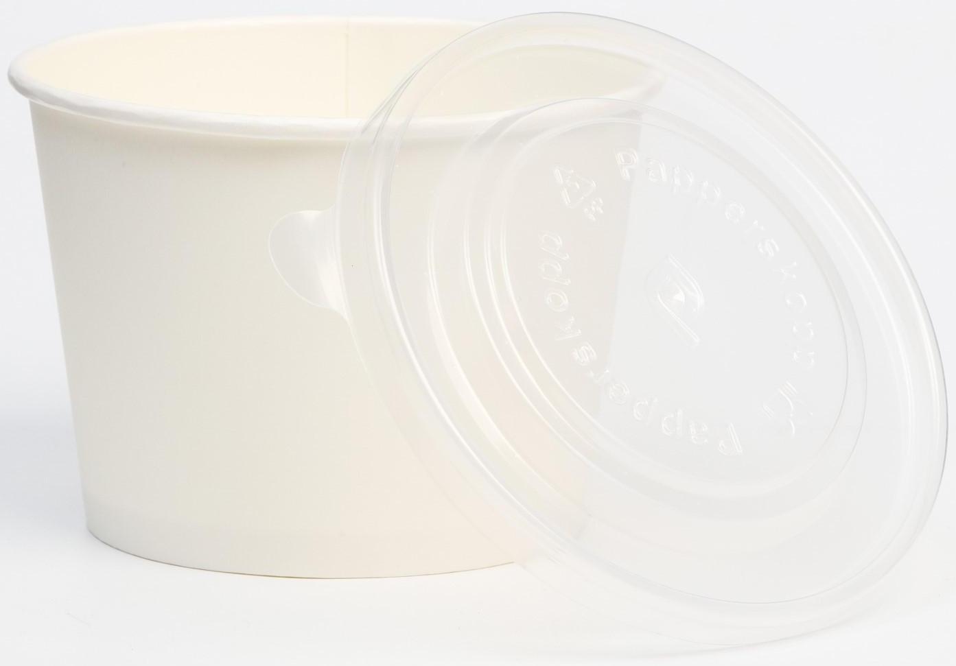 Контейнер круглый, с пластиковой крышкой, белый, 900 мл