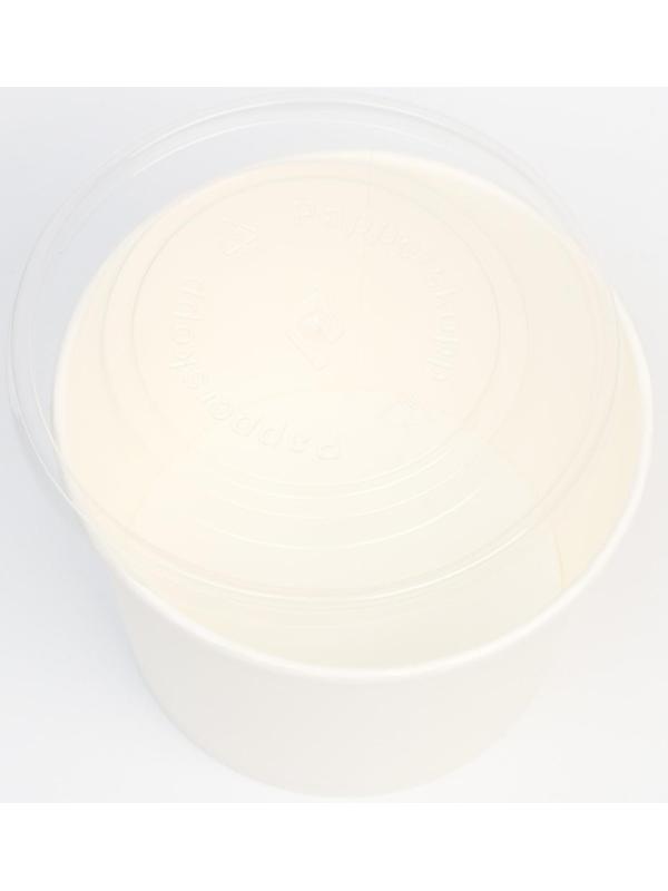 Контейнер круглый, с пластиковой крышкой, белый, 900 мл