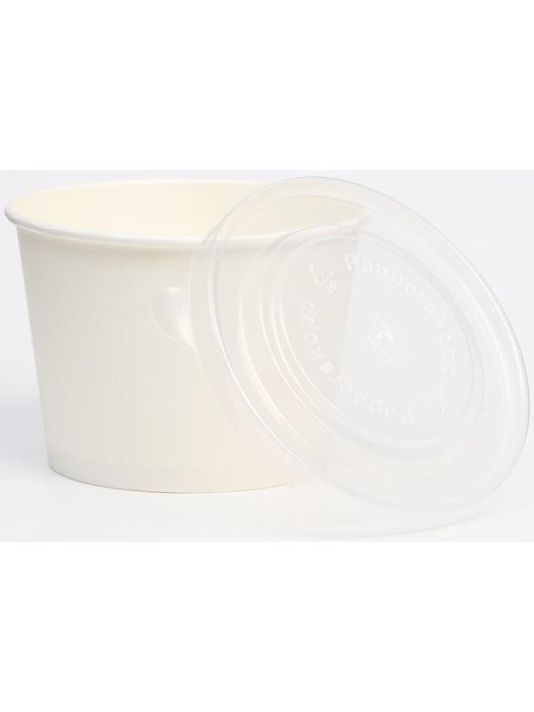 Контейнер круглый, с пластиковой крышкой, белый, 900 мл