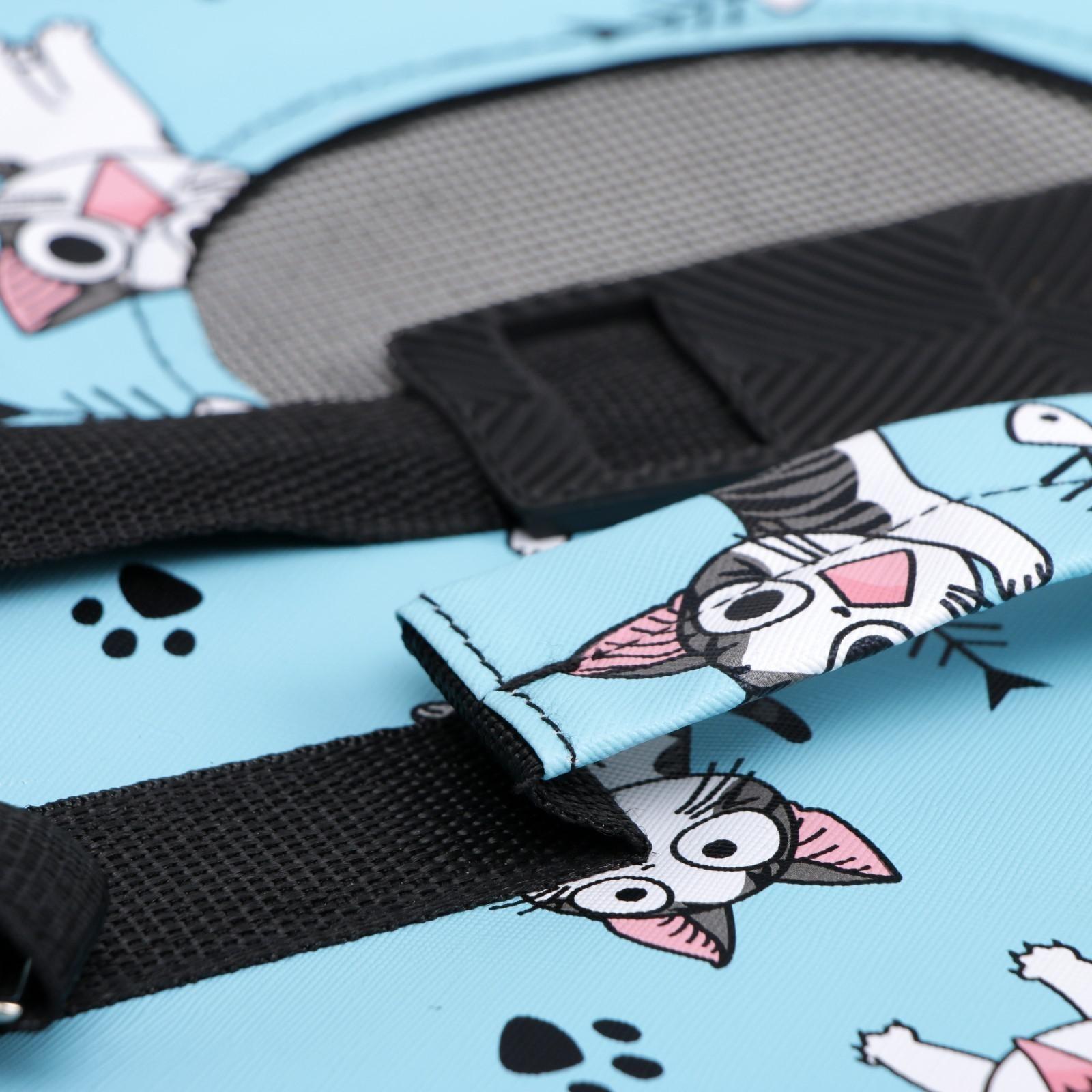 Сумка-переноска для кошек и собак, каркасная «Играющие котики», размер M, 45 х 21 х 27 см, голубая