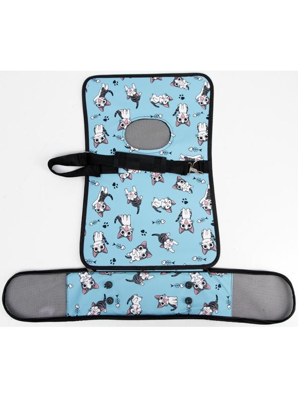 Сумка-переноска для кошек и собак, каркасная «Играющие котики», размер M, 45 х 21 х 27 см, голубая