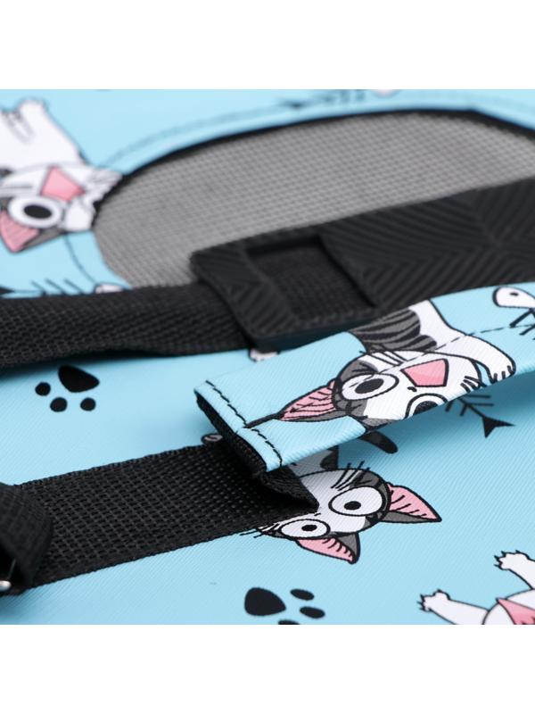 Сумка-переноска для кошек и собак, каркасная «Играющие котики», размер M, 45 х 21 х 27 см, голубая