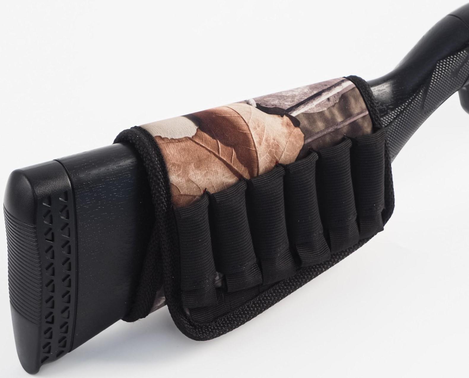 Патронташ на приклад под 12 калибр, на 6 патронов, неопрен, камуфляжный
