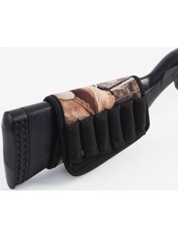 Патронташ на приклад под 12 калибр, на 6 патронов, неопрен, камуфляжный