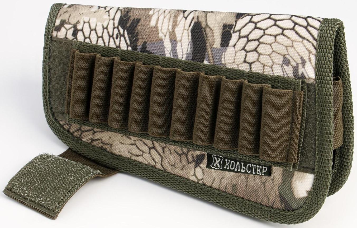 Патронташ на приклад универсальный, калибр 12, 16, 20, 7,62 мм, на 6 патронов, ткань
