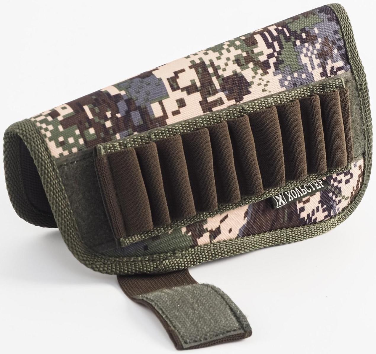 Патронташ на приклад универсальный, калибр 12, 16, 20, 7,62 мм, на 6 патронов, ткань