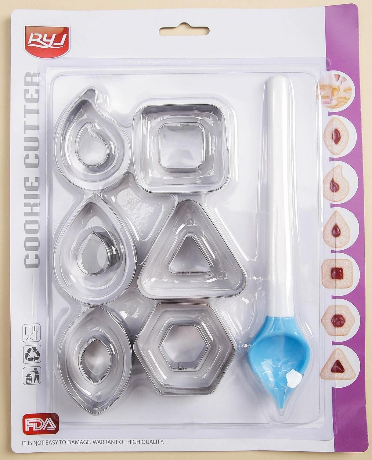 Набор кондитерский «Геометрия», 13 предметов: ложка кондитерская, формы для печенья 12 шт