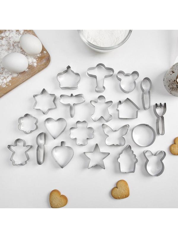 Набор форм для вырезания печенья «Лето», 20 шт, цвет хромированный