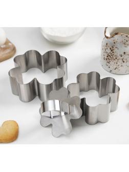 Набор форм для выкладки с прессом «Клевер», 3 шт, 10×10×4 см