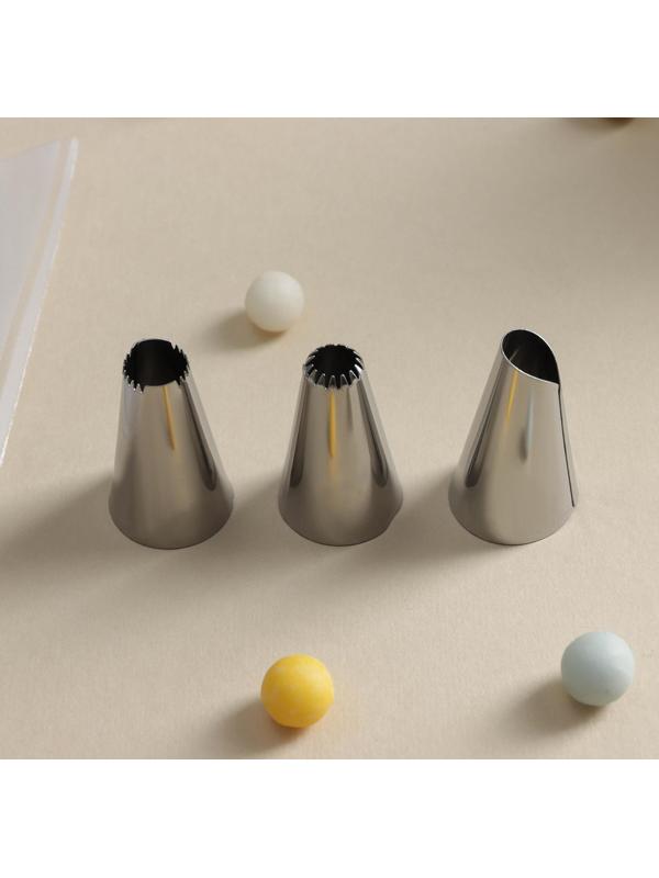 Набор кондитерский «Лориэн», 10 предметов: форма для выпечки «Цветок» 5 шт, 3 насадки, адаптер, мешок