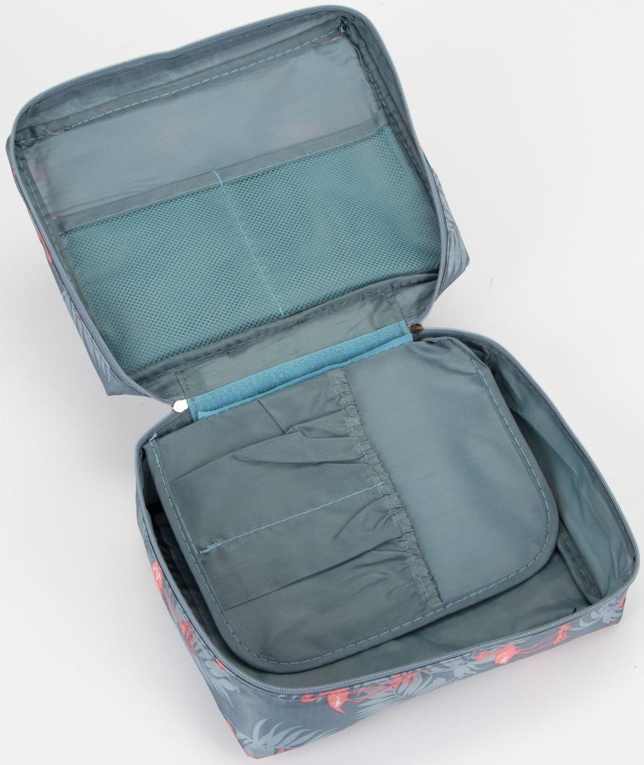 Косметичка на молнии, цвет серо-голубой