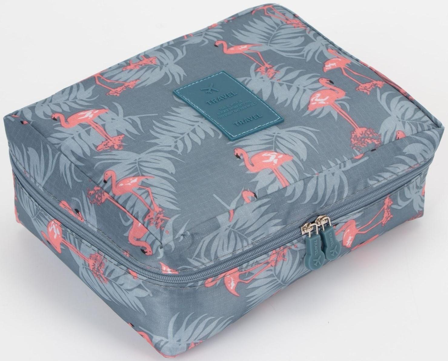 Косметичка на молнии, цвет серо-голубой