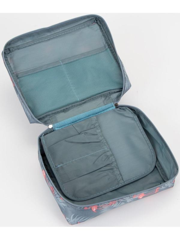 Косметичка на молнии, цвет серо-голубой