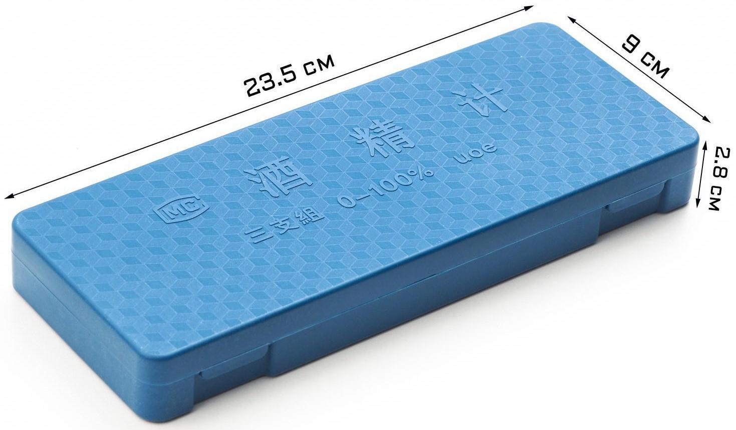 Набор спиртомеров 3 шт: 0-40, 40-70, 70-100, + жидкостный термометр