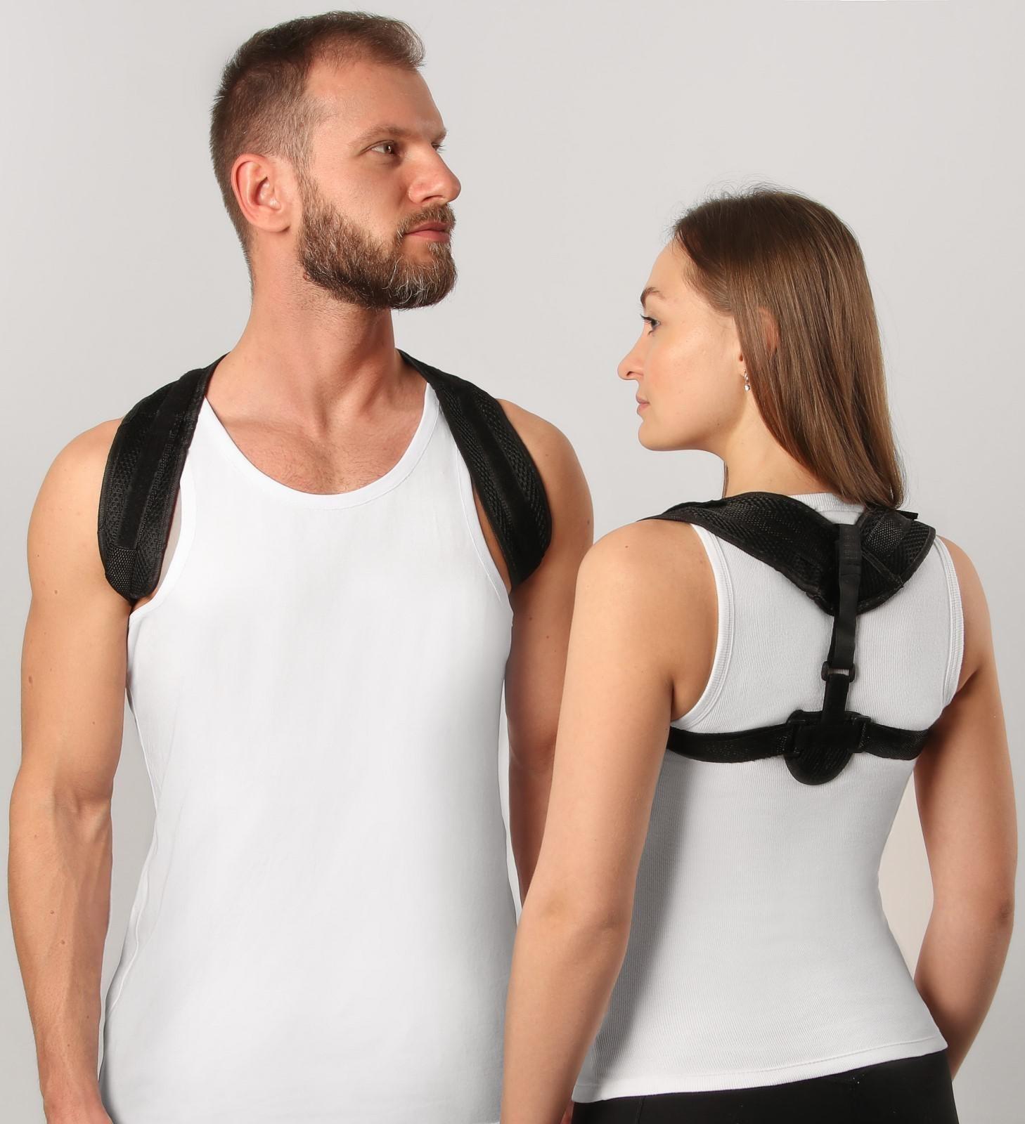 Массажёр-фиксатор для осанки, на липучках, размер S, цвет чёрный
