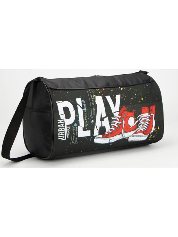 Сумка спортивная на молнии, наружный карман, цвет чёрный