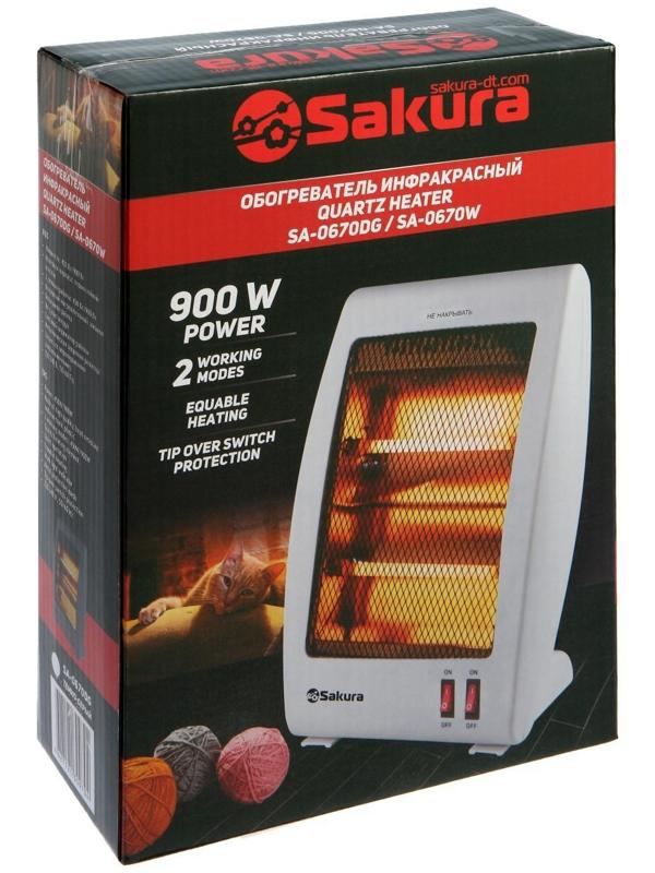 Обогреватель Sakura SA-0670W, кварцевый инфракрасный, 900 Вт, белый
