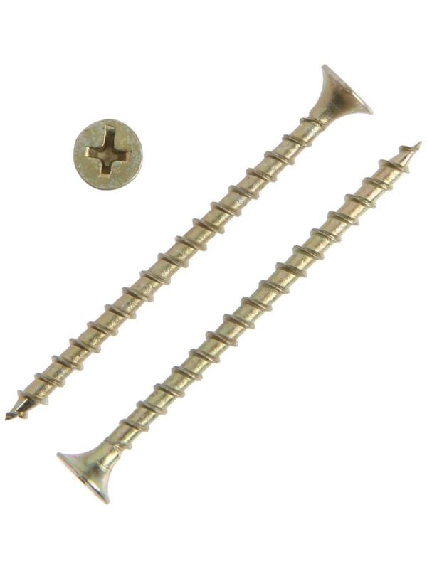 Саморез 3.5х55 мм ТУНДРА PREMIUM, потай, крупная резьба, шлиц PH, желтый цинк, 1 кг