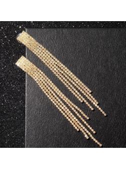 Серьги висячие со стразами 