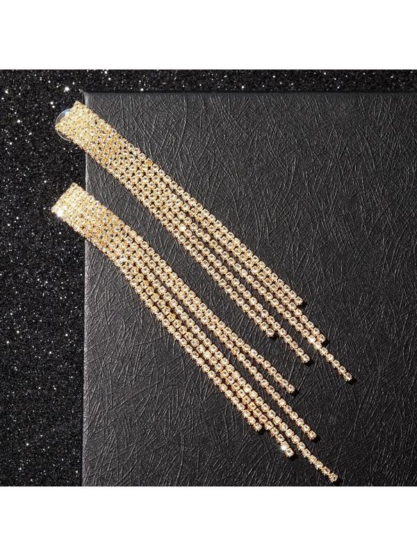 Серьги висячие со стразами 