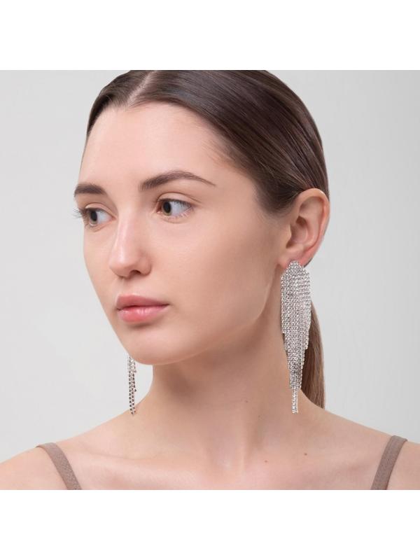 Серьги висячие со стразами 