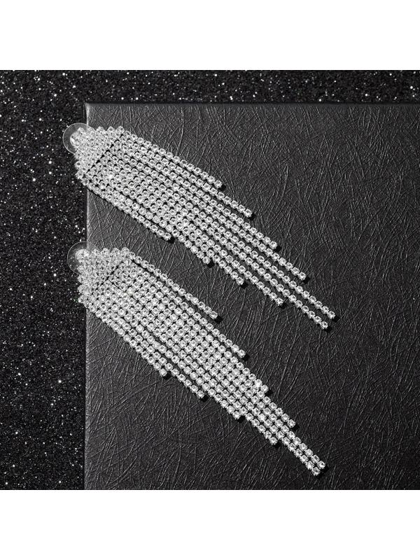 Серьги висячие со стразами 