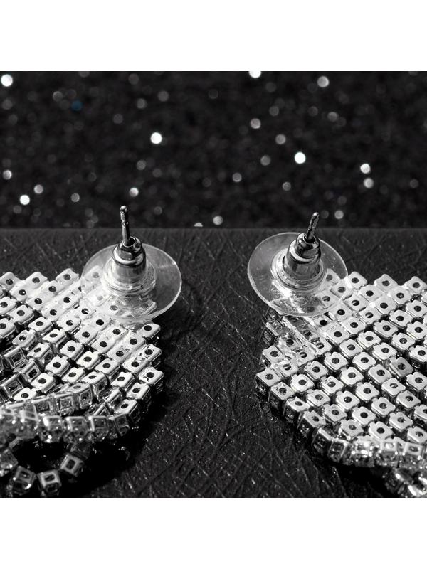 Серьги висячие со стразами 