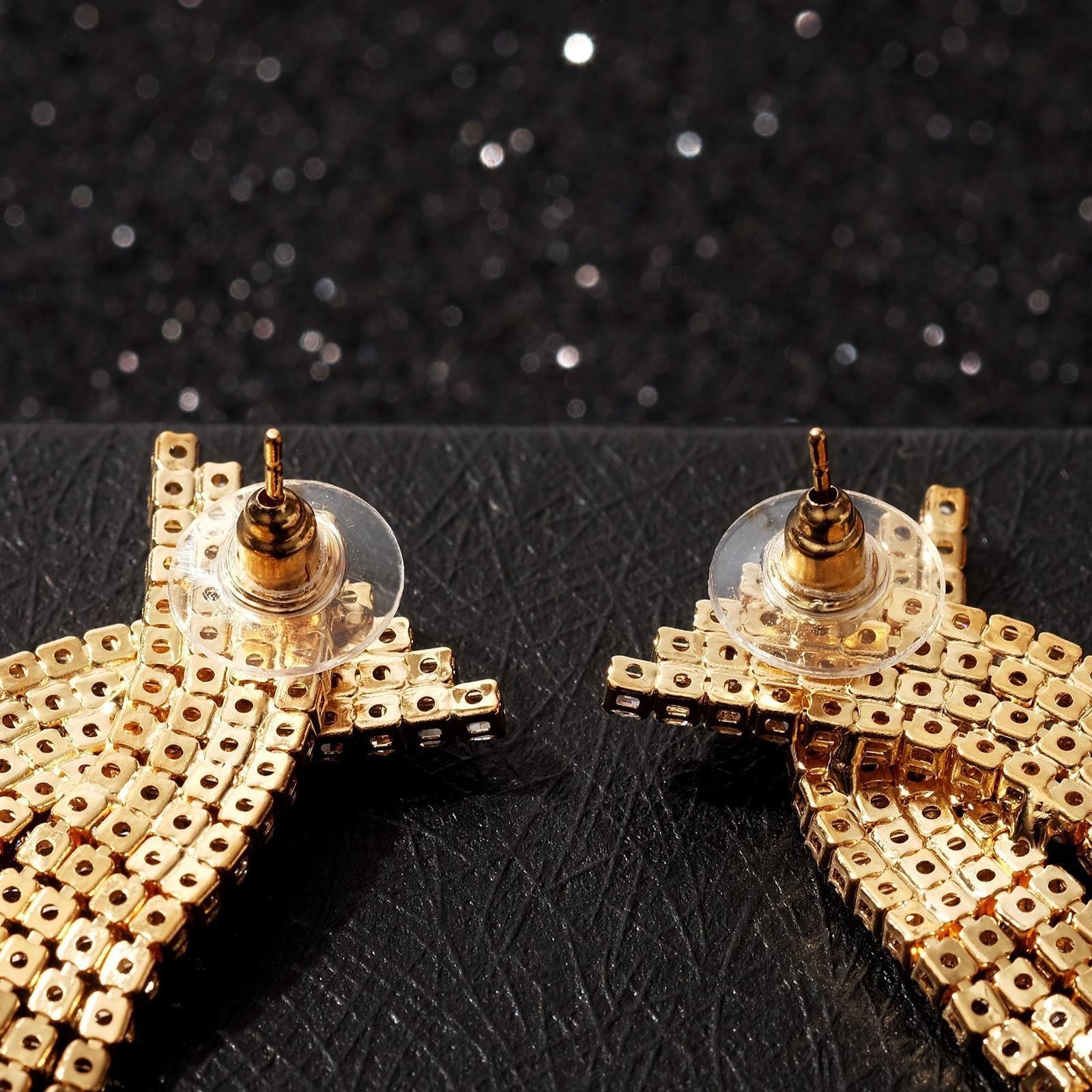 Серьги висячие со стразами 