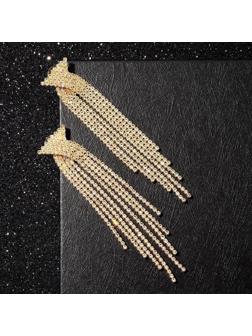 Серьги висячие со стразами 