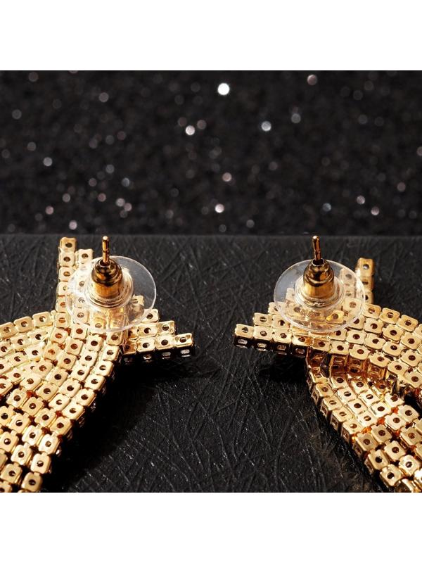 Серьги висячие со стразами 