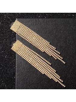 Серьги висячие со стразами 