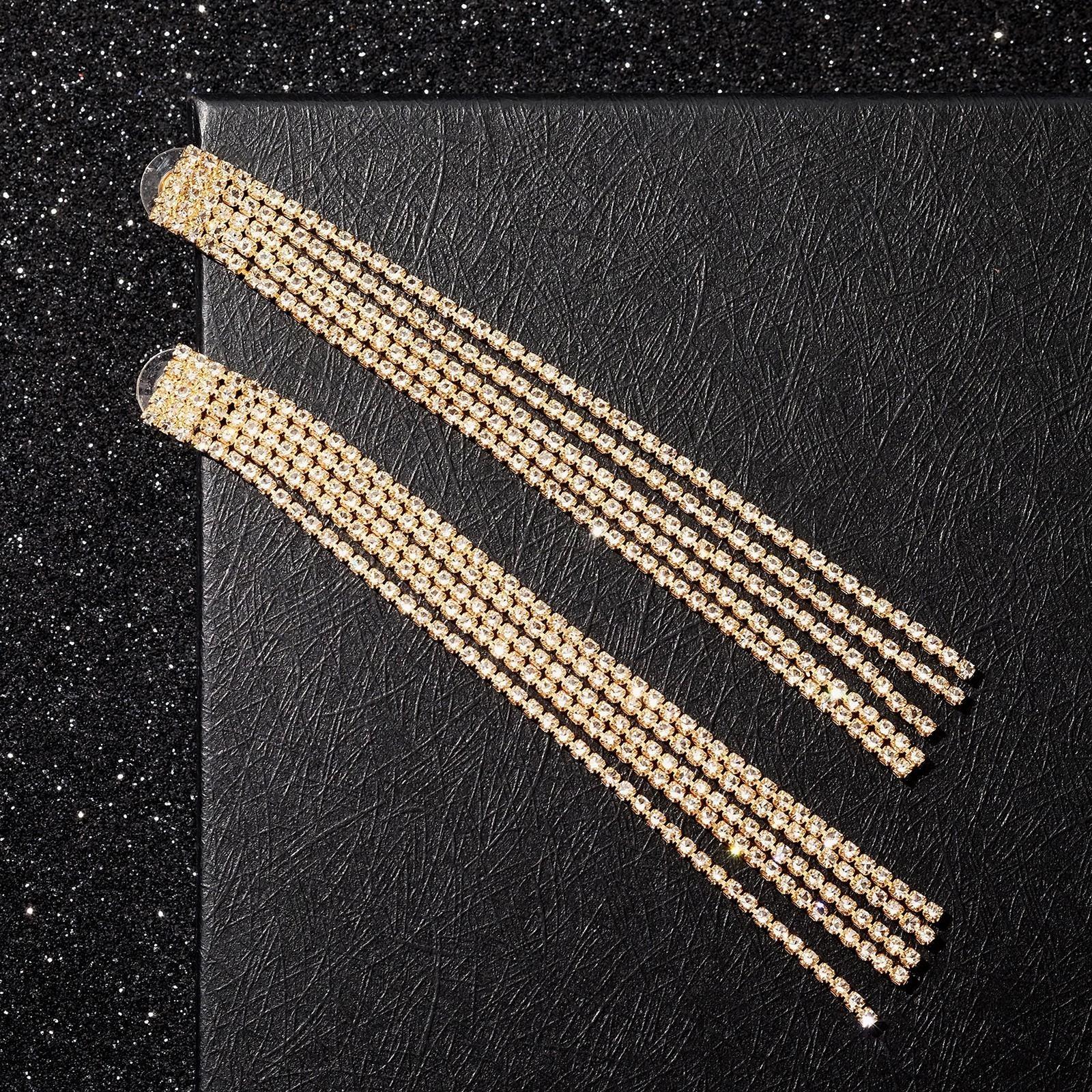 Серьги висячие со стразами 