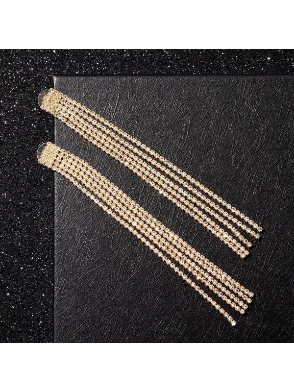 Серьги висячие со стразами 